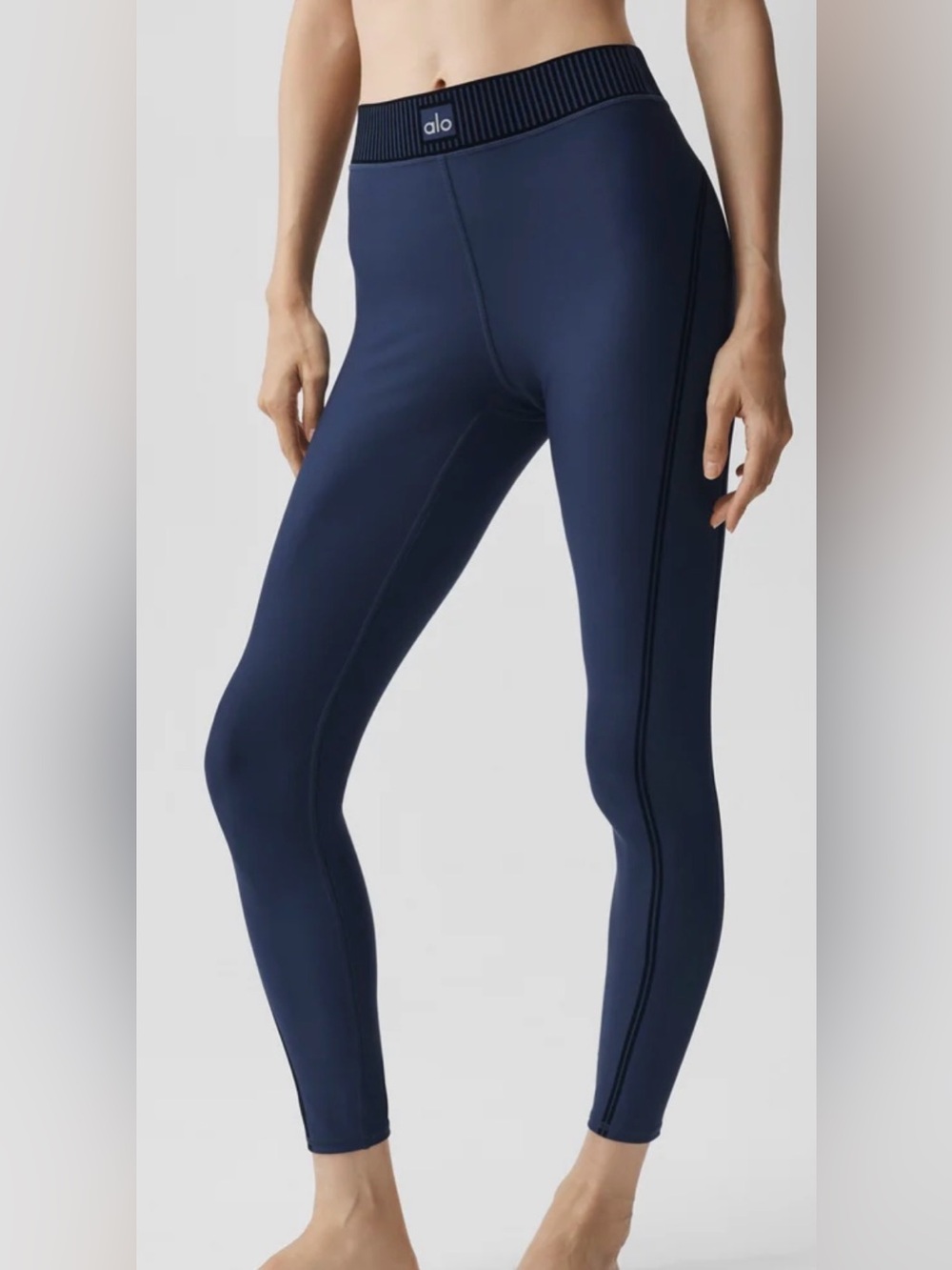 Alo Yoga Airlift High-Waist 7/8 Line Up Leggings Navy Blue Size L